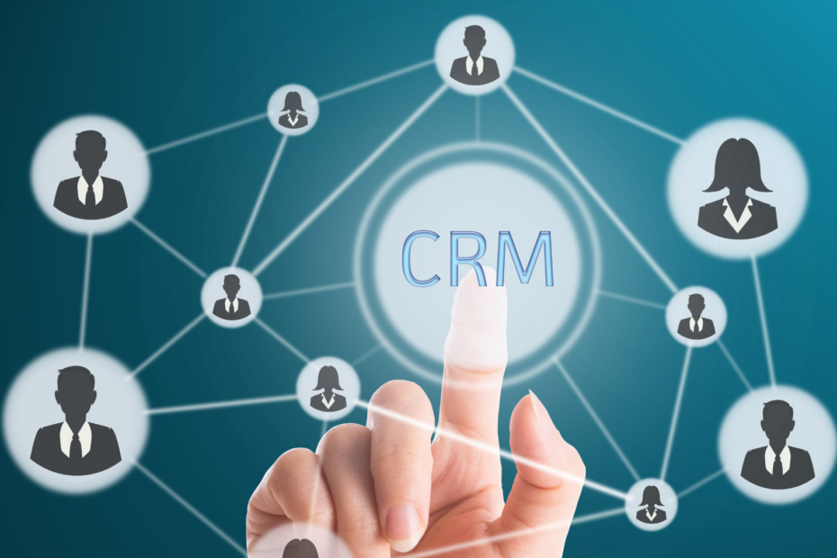 finger pointing to the word CRM