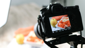 Camera taking a product photo